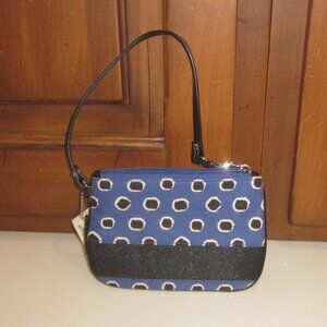 Coach Mini Dot Wristlet Blue and Black Circle Pattern